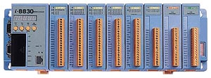 Wbudowany kontroler Modbus/TCP, CPU 40MHz, 512kb Flash, 256kb SRAM, 2x RS232, 1x RS232/485, Ethernet 10BaseT, 7-segmentowy wywietlacz, Mini OS7, Modbus/TCP, 8 slotw rozszerze