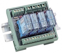 4-kanaowy modu przekanikowy, 1 x przekanik Form C na kana, z DIN-Rail Mounting Kit