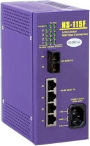 Niezarzdzalny 5-portowy switch Ethernetowy, 4x 10/100M RJ-45, 1x multimodowy port wiatowodowy SC, zasilanie: AC85~230V