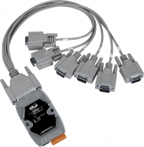 Programowalny konwerter portu szeregowego na Ethernet, 7x RS-232, 1x RS-485, w zestawie przewody 1x CA-0910 i 1x CA-9-2505D