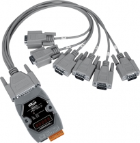 Programowalny konwerter portu szeregowego na Ethernet, 7x RS-232, 1x RS-485, w zestawie przewody 1x CA-0910 i 1x CA-9-2505D, wywietlacz LED