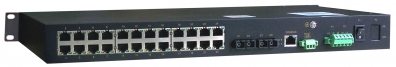 Zarzdzalny switch ethernetowy, 2x 100Base-FX single mode, gniazdo FC/ST/SC, 24x 10/100-Base-T(X) gniazdo RJ45, monta w szafie, bezwiatrakowy, temperatura pracy -40 do 85 C